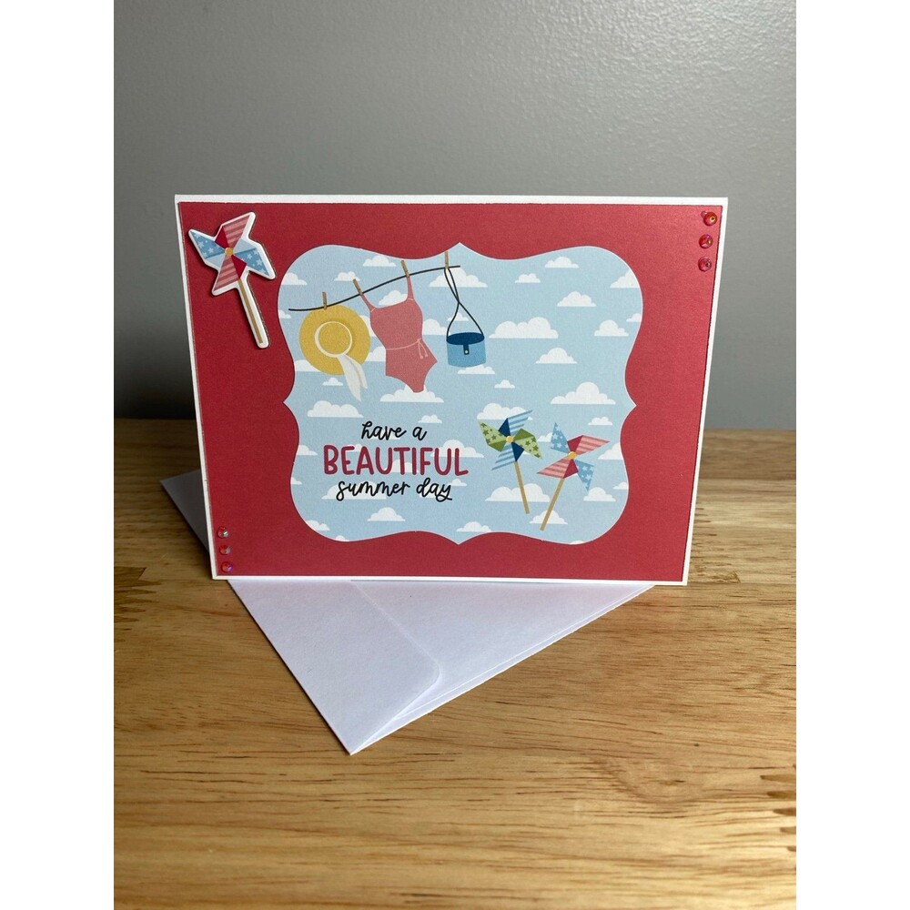 Handmade Summer Blank Greeting Card A2 & Envelope